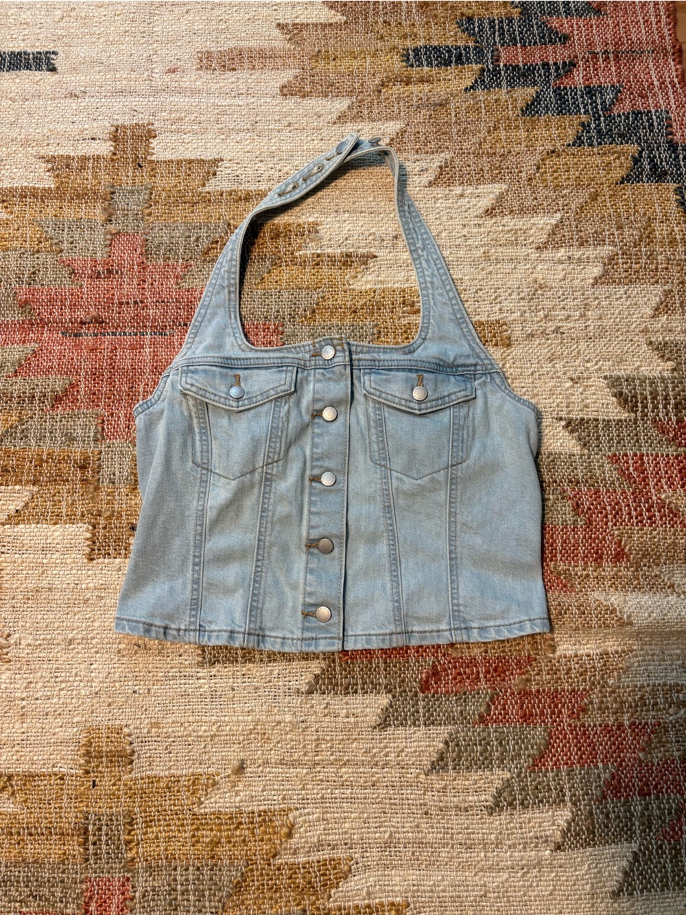 Universal Thread Light Blue Denim Halter Corset Top